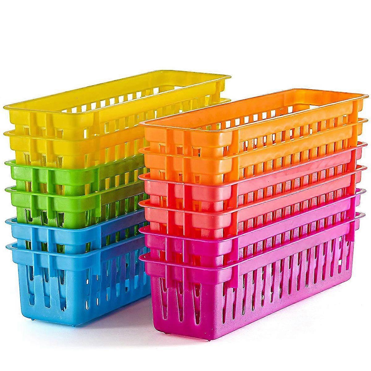 Classroom Pencil Organizer Pencil Basket or Crayon Basket, Assorted Colors (Pack of 12)