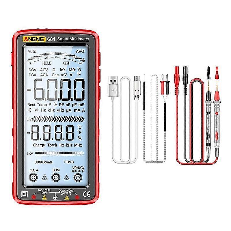 ANENG 681 LCD Digital Display Screen Rechargeable Multimeter 681 Red