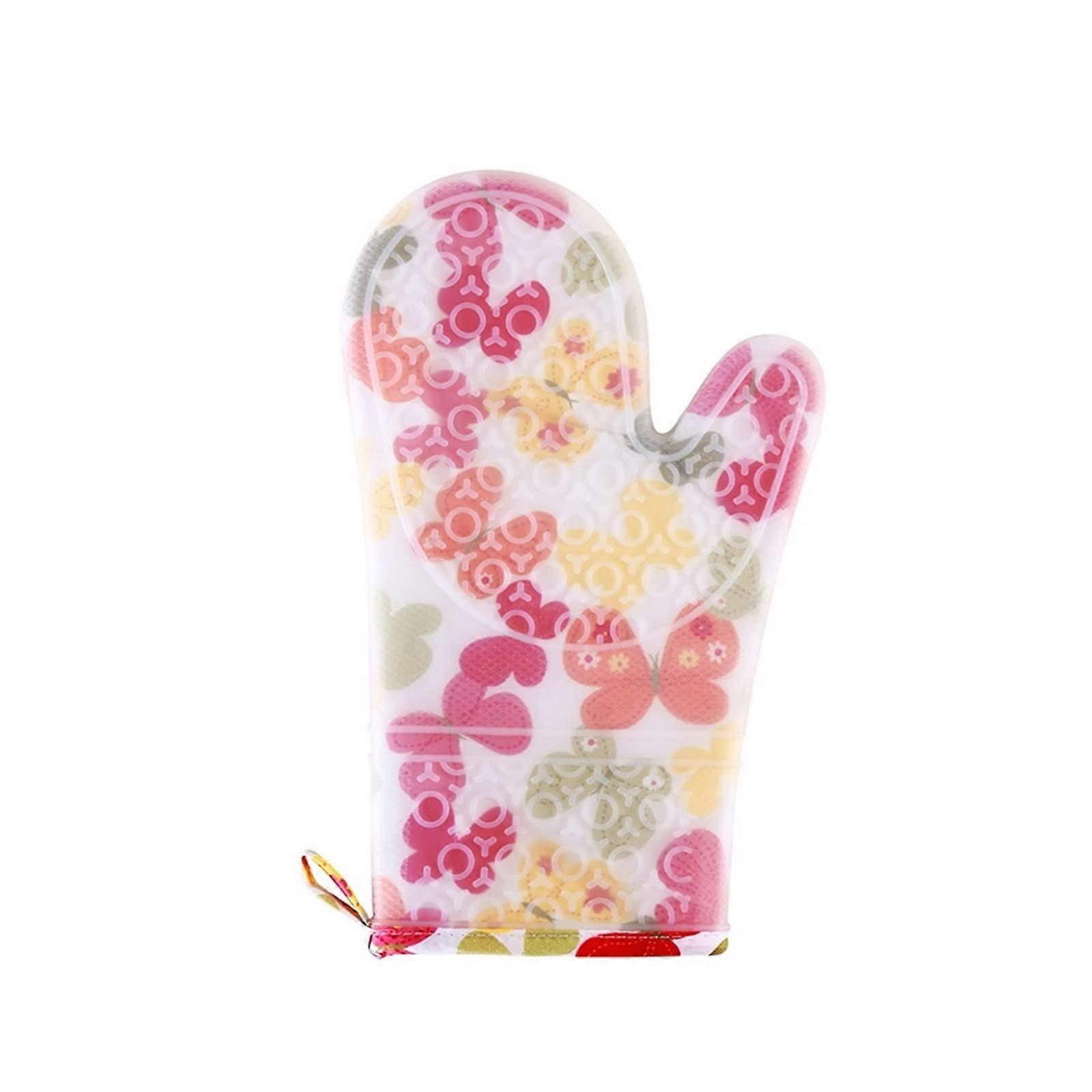 Baking Gloves Heat Resistant Silicone Oven Mitts Non-Slip Cooking Barbecue Gloves with Soft Lining Size 1