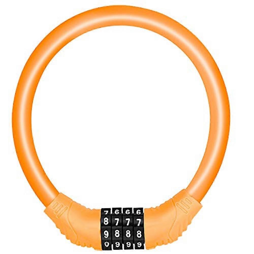 Sprouter Bicycle Cable Lock Komo, 4-Digit Anti-Theft Lock, Heavy-Duty Orange Bicycle Security Cable Lock