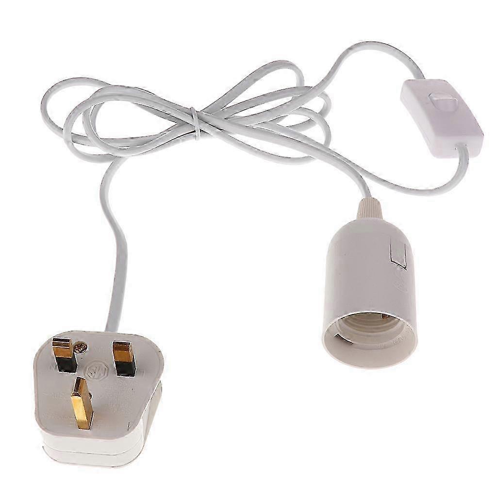 E27 Lamp Holder with Switch, Edison Screw Plug-In Light Socket for UK Ceiling Wall Fitting