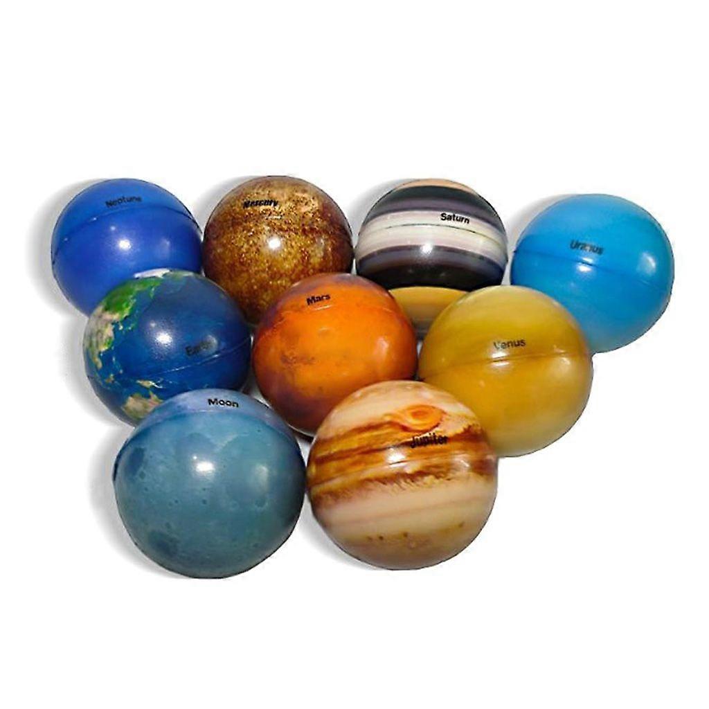 9 Pcs Color-printed Sponge Solid Soft Ball Planetary Bouncy Ball