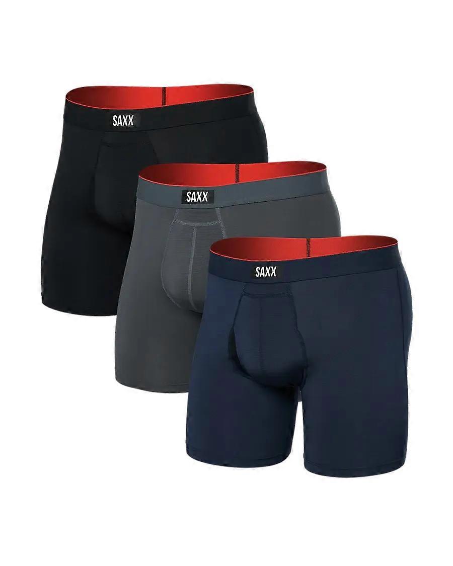 Saxx Multi Sport Performance 3 Pack Mesh Boxer Briefs - Turbulence/navy/black