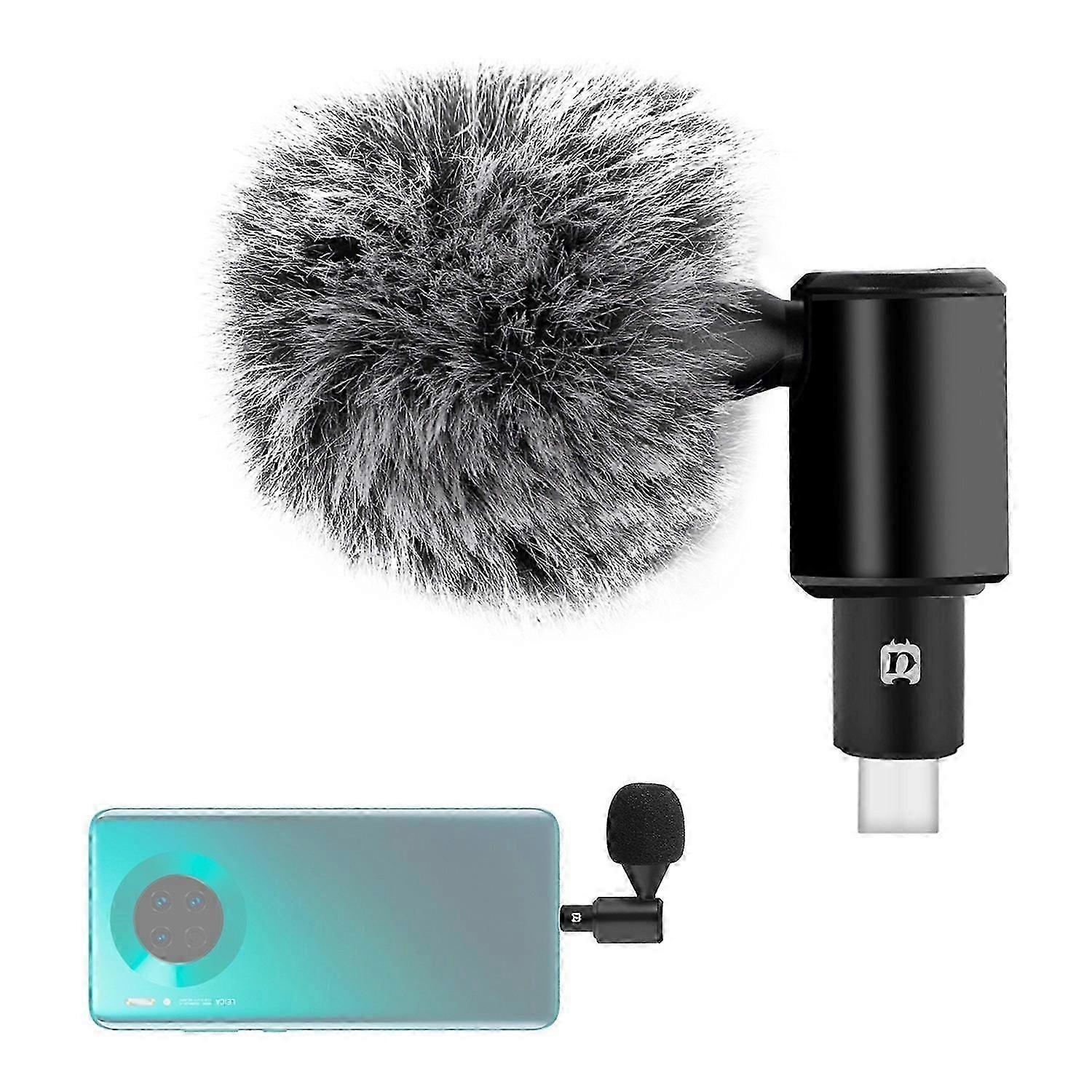 PULUZ PU616B Type-C Wireless Lavalier Microphone Clip-On Omni Lapel Mic for Android Phone Interview