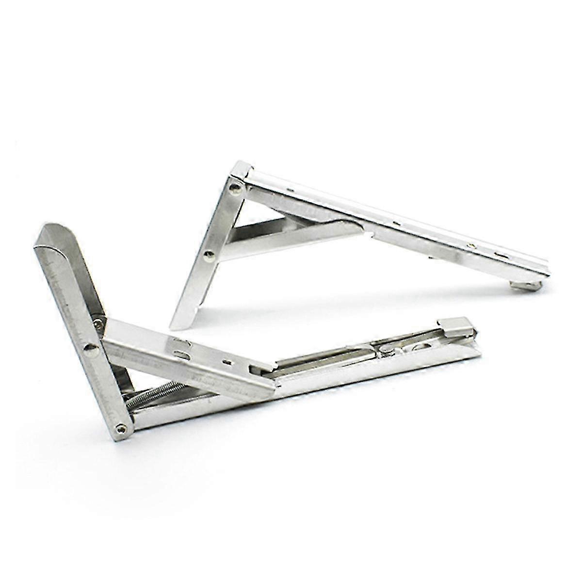 1 Pair Stainless Steel Triangular Shelf Brackets, Heavy Duty Spring Folding Wall Mounted Floating Shelves Support Max Load 66lbs