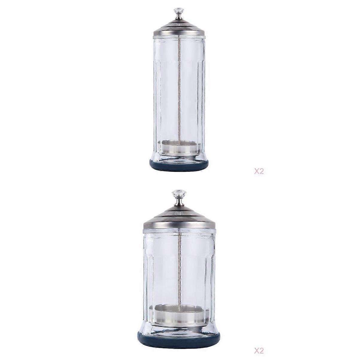 4x Sanitizing Glass Jar Bottle Container Barber Styling Scissors Nipper