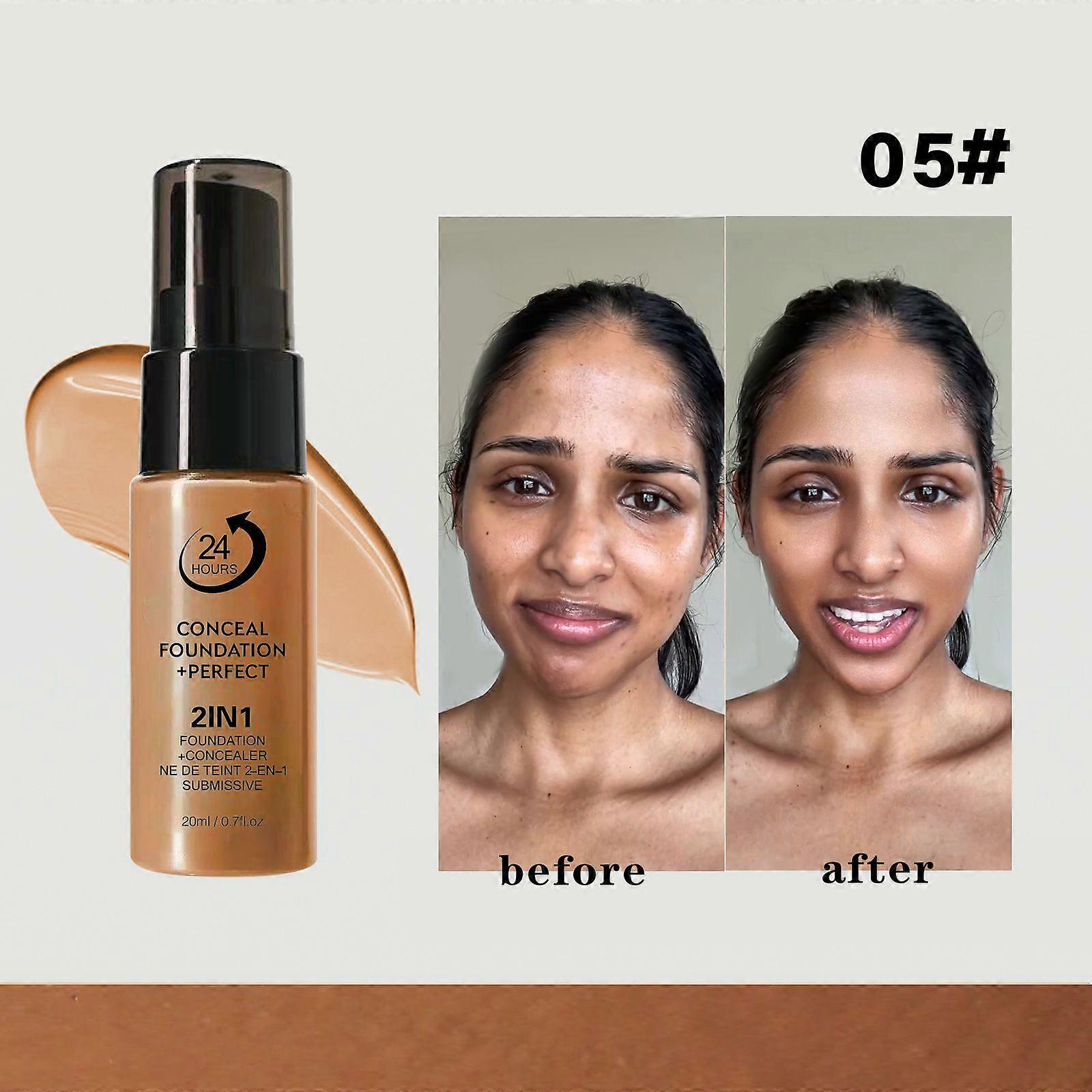 2-in-1 Conceal & Perfect Foundation, Lightweight, Breathable Formula with 24H Sweat-Proof Coverage & Oil Control