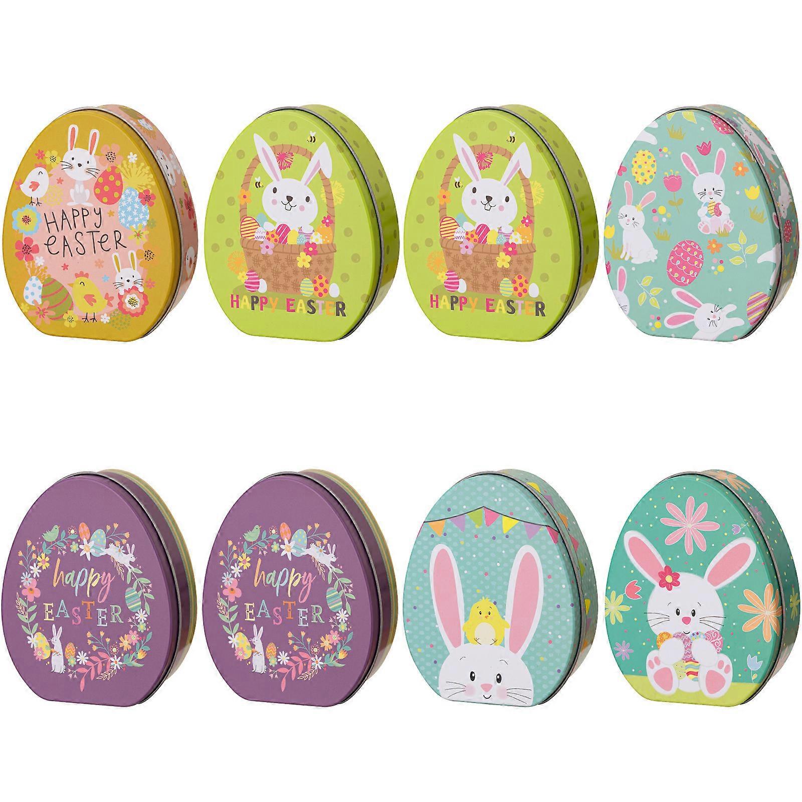 8x/Set Cartoon Candy Boxes Snacks Container Easter Eggs Candy Boxes with Rabbit Pattern Easter Crafts for Child