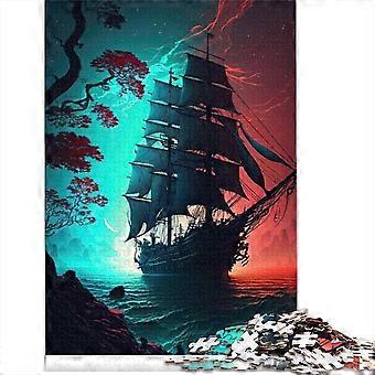 Quebra-cabeça de Paisagem de Navios Piratas 1000 Peças Quebra-cabeça para Adultos Quebra-cabeças de paisagem de navios piratas para adultos Quebra-cabeças de Madeira Ótimo Presente para Adu