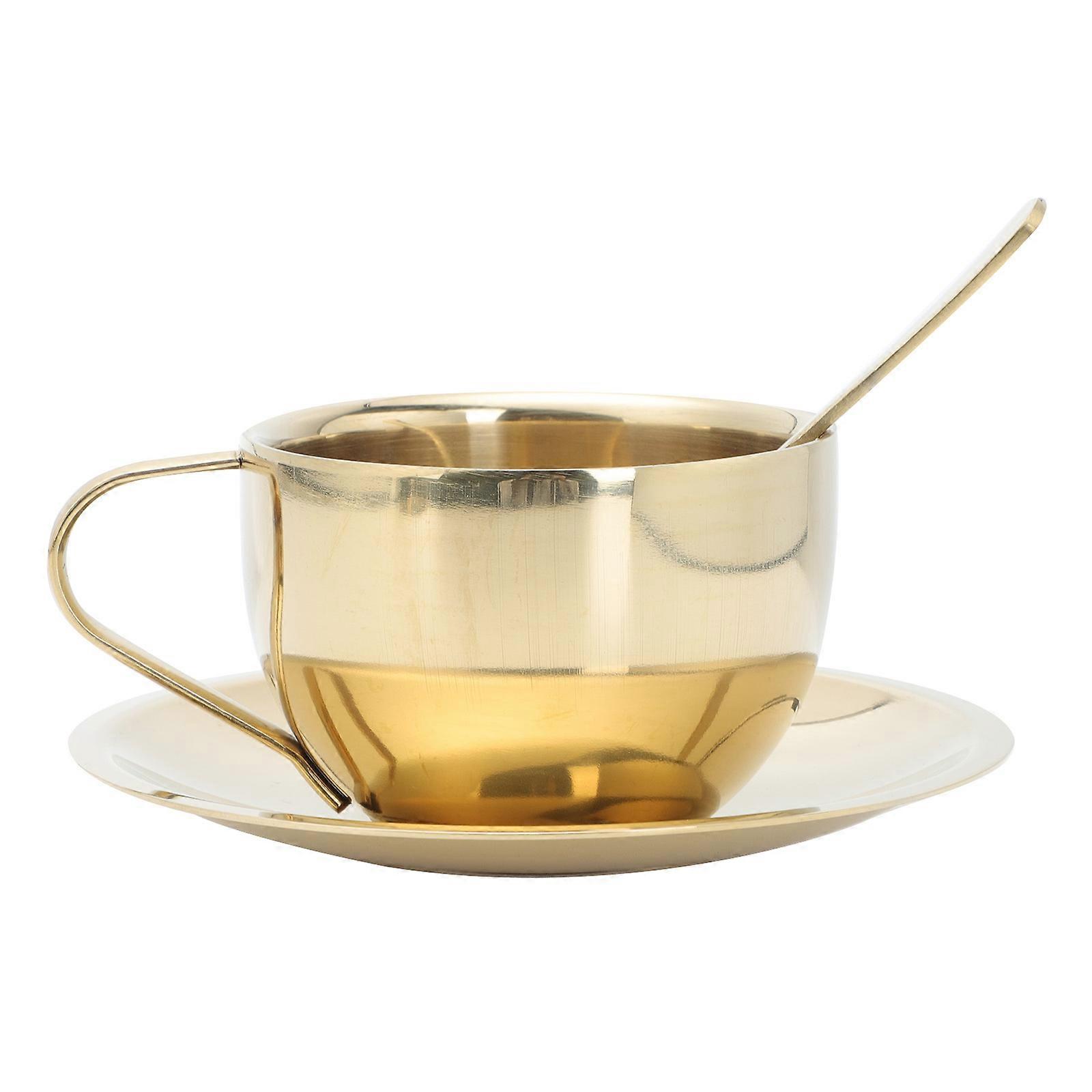 Golden Stainless Steel Tea Cup Set for Home Use with Smooth Design and Large Capacity 1 Set