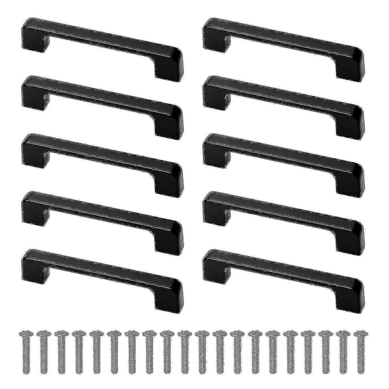 10 Pack Μαύρες Λαβές Ντουλαπιών με Βίδες για Ντουλάπια &; Ντουλάπες Κέντρα Οπών 96mm A-MEINI
