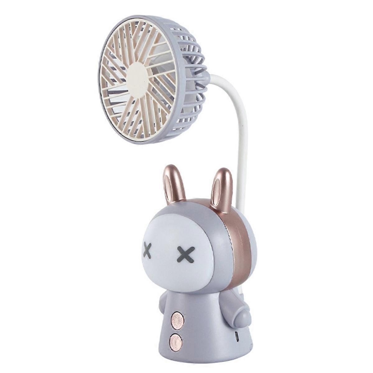 Mini Fan Cartoon Portable Fan with Night Light USB Rechargeable Operated Folding Small Fan for Table Study Desk Lamp C