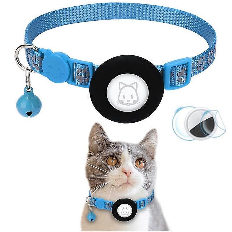 For AirTag Silicone Case Paw Pattern Reflective Pet Collar GPS Tracker Protective Cover with Bell, w