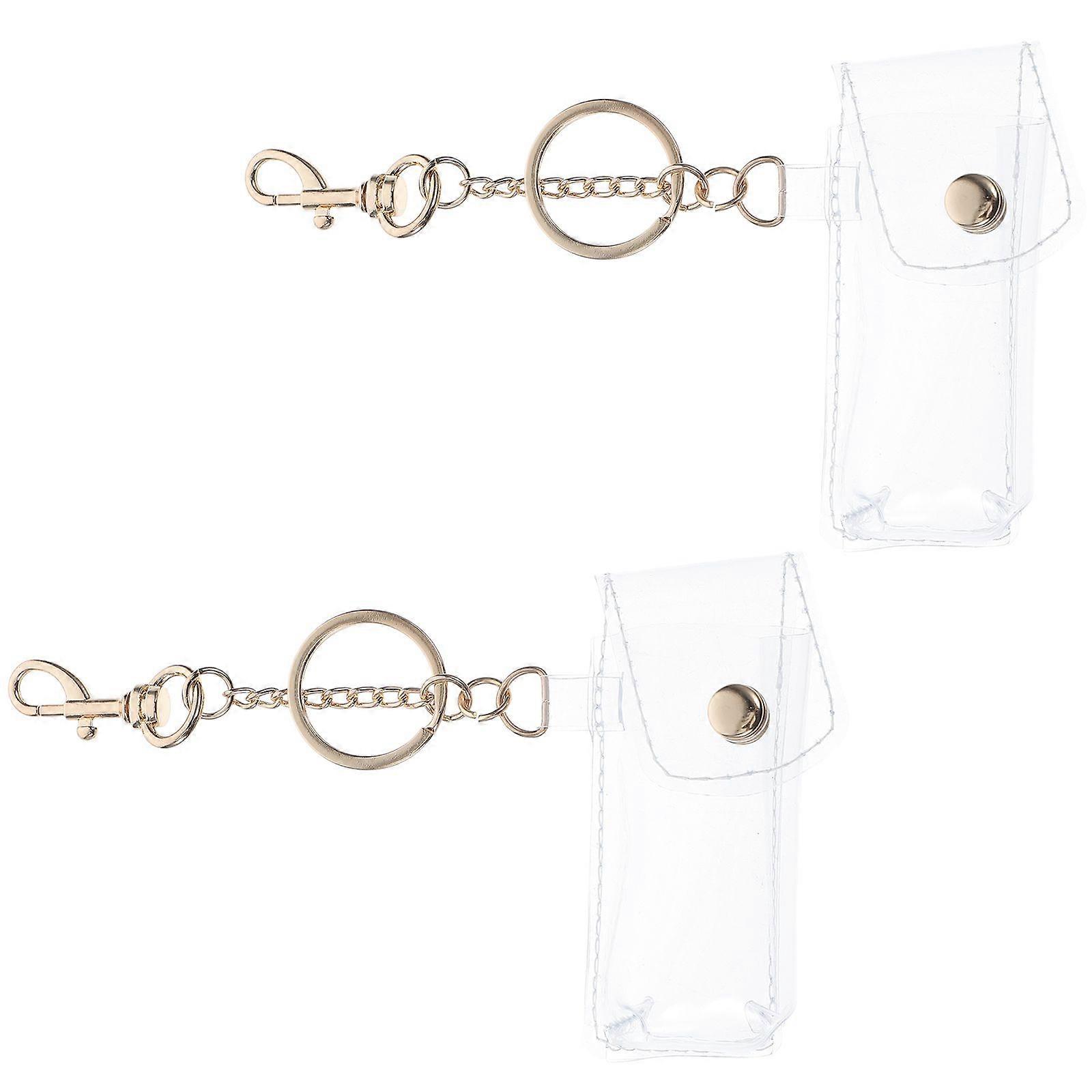 2pcs Lipstick Pouch Keychains Transparent Lip Gloss Pachets Key Ring Lipstick Cases