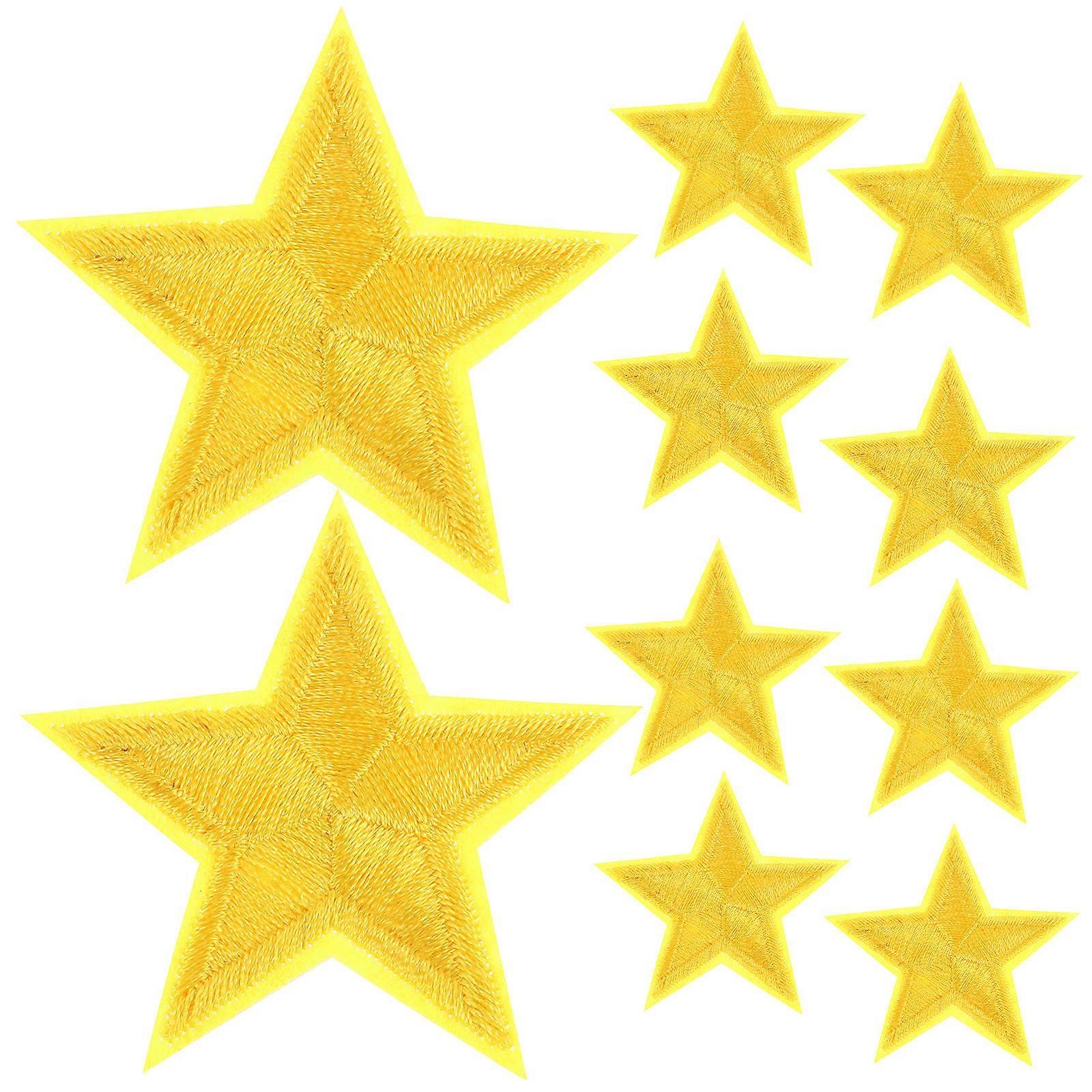 Fabric Applique Patch Small Five-Pointed Star Decorative Patches For T-Shirt Jeans Skirt Jacket Backpack Dress 10Pcs Yellow 5.00X5.00X0.20cm