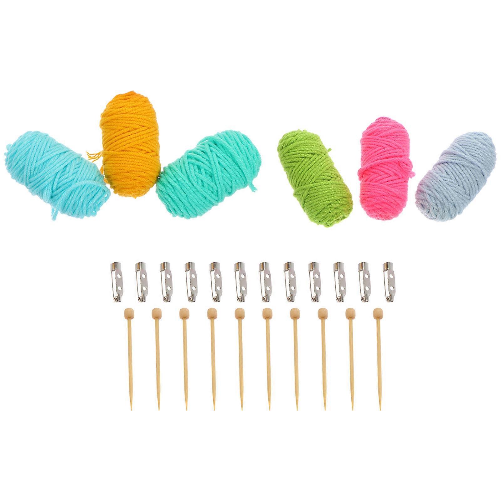 1 Set Wooden Knitting Rods Needles for DIY Brooch Base Woolen Yarn