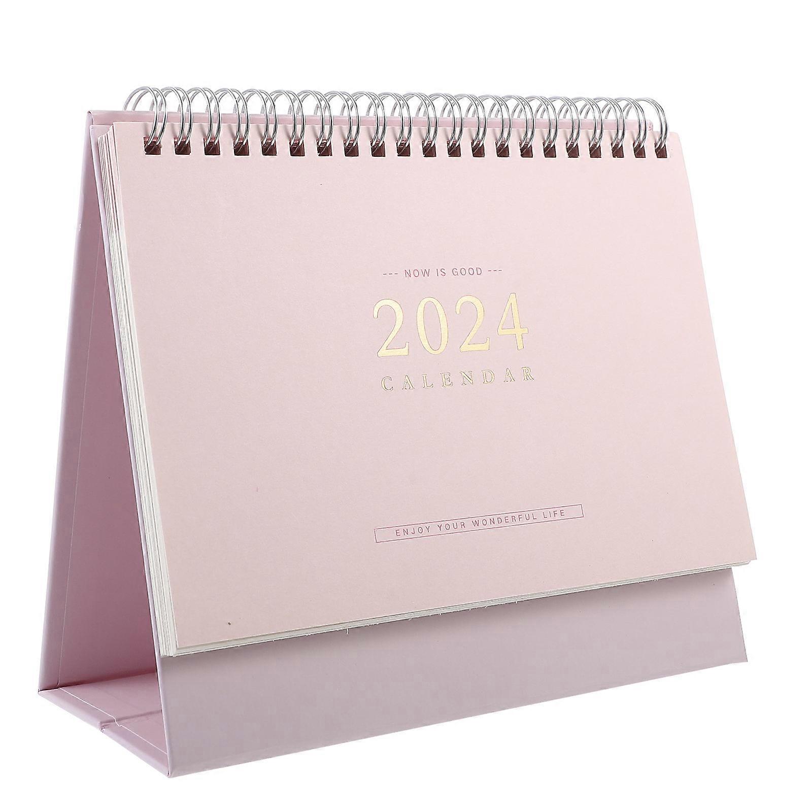 Decorative Desk Calendar Standing Triple Foldable Design Pink 19X16.5X8CM Tracking Important Dates 1Set