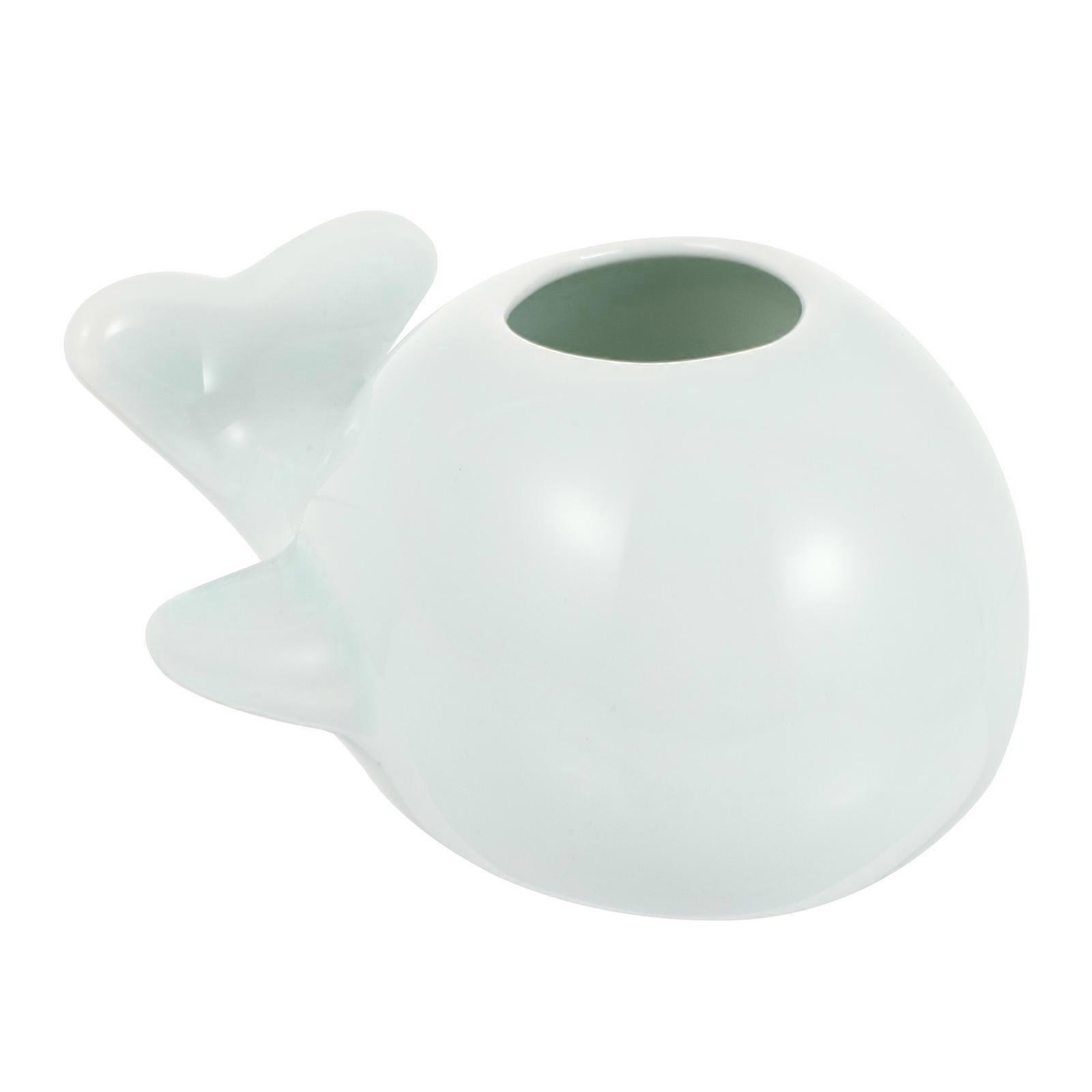 Whale Desktop Ornaments Round Mouth Small Tabletop Flower Vase Ceramics Hydroponic 4.72X3.14X2.36Inch 1Pc