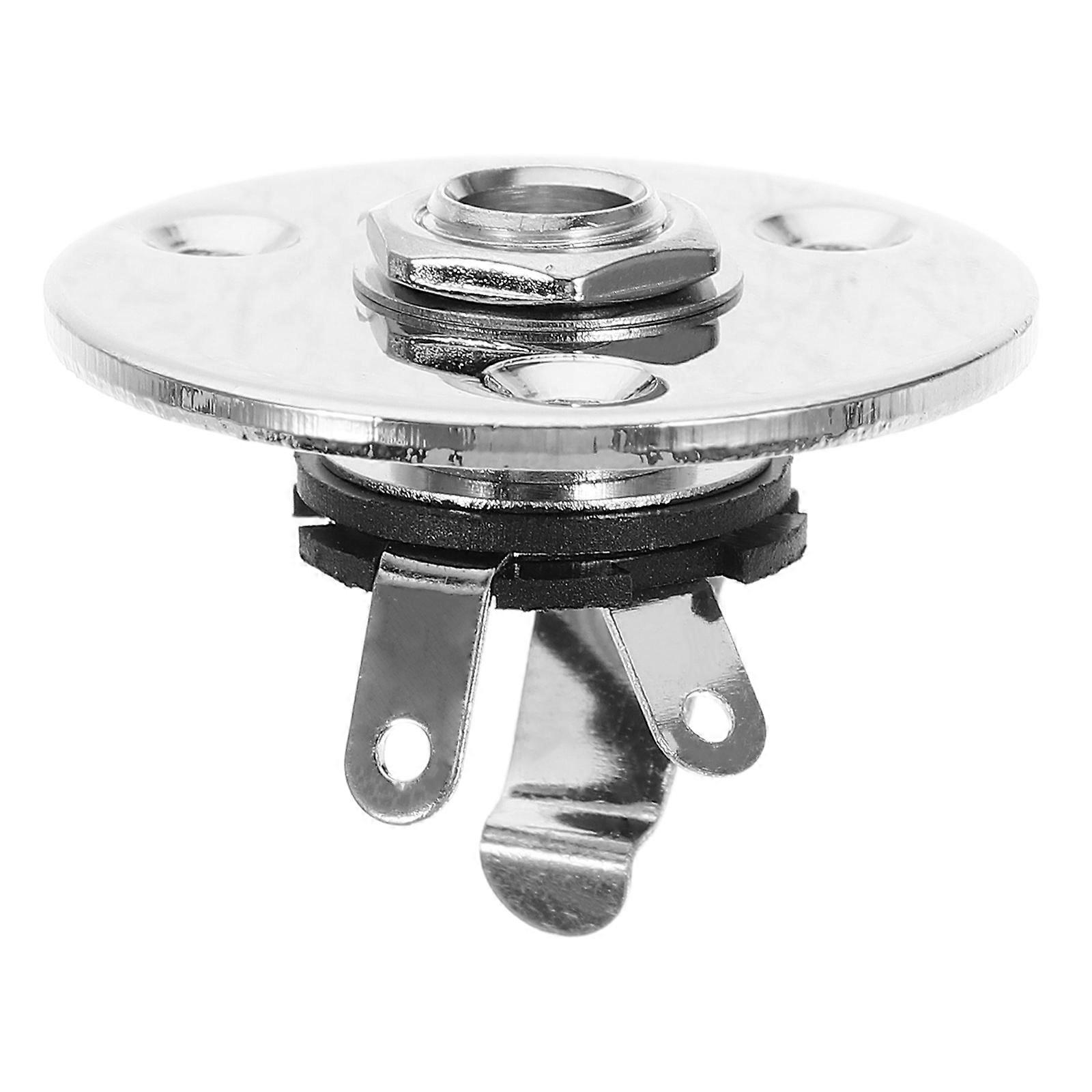 Guitar Input Jack Socket Square Indented Round Plate For Electric Guitar Bass 1Pcs