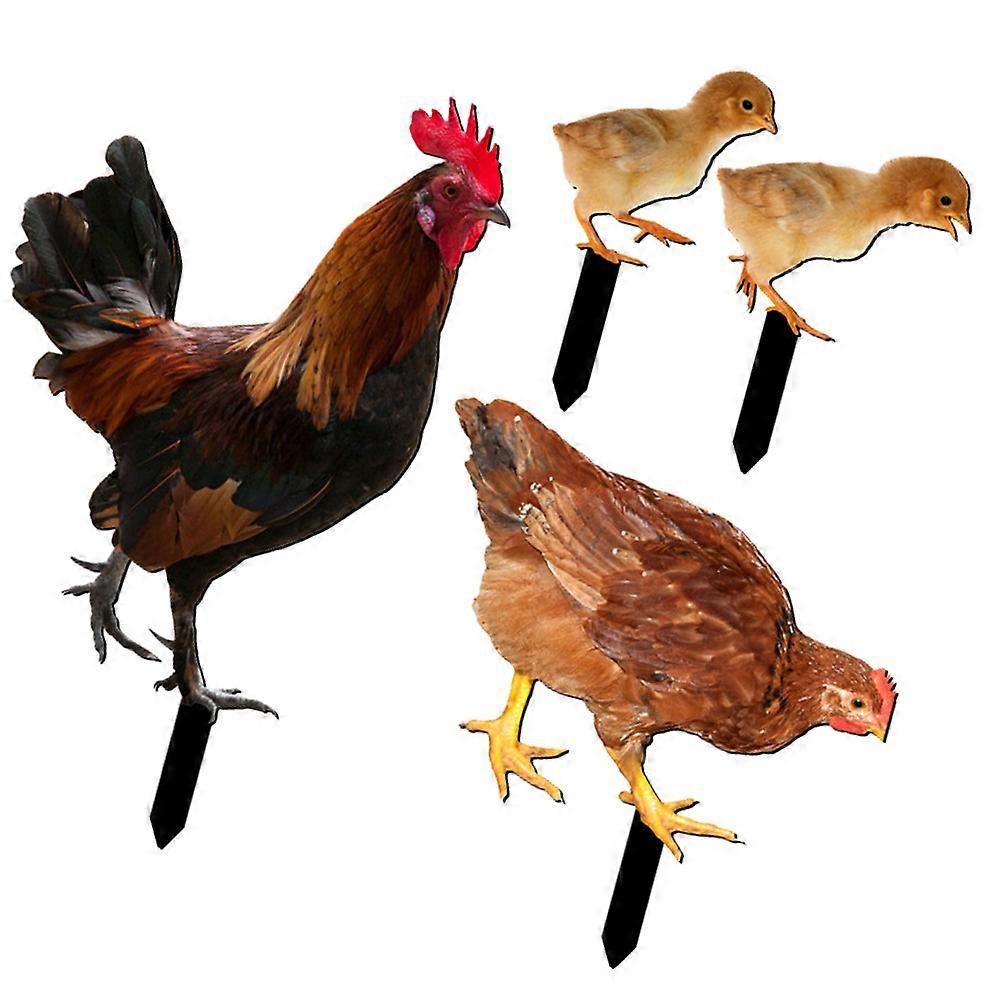 דשא דקורטיבי יתד אקריליק תרנגול תרנגול עוף הימור קרקע יתד קישוט צבע מגוון 13.3X9.7 ס"מ מראה כמו בחיים 4 יחידות