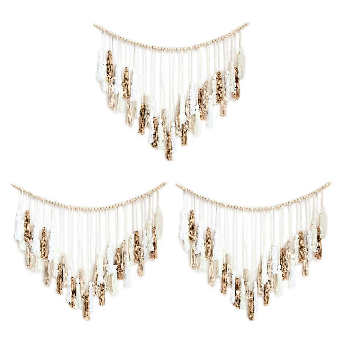 Macrame Wall Hanging-Large Macrame Wall Hanging with Wood Beads-Brown