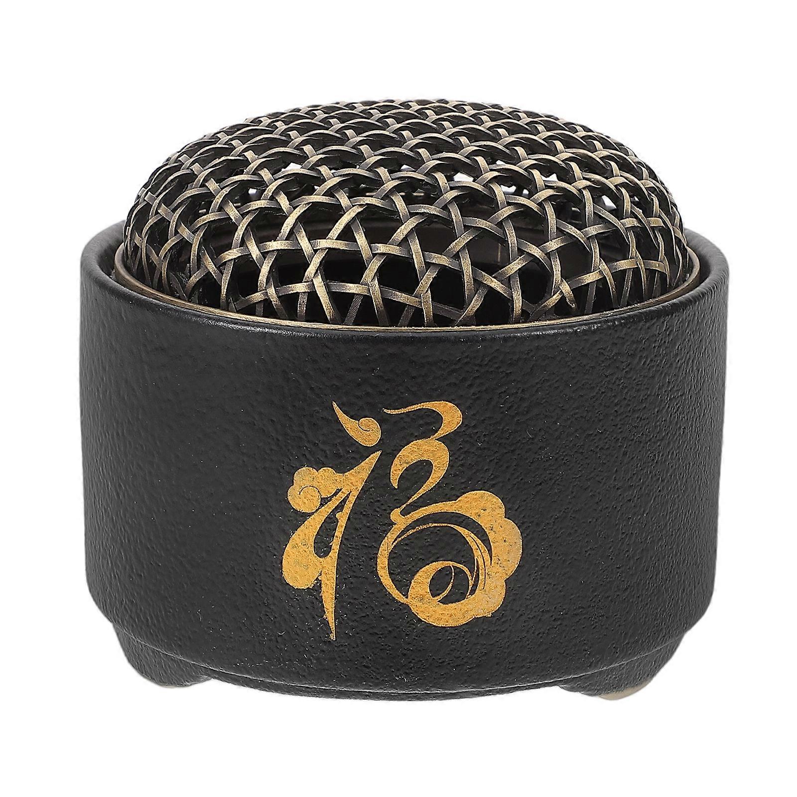 Stick Insence Burner Ceramic Censer Elegant Design Bedroom Office Ornament Black 3.1×3.1×2.6in Incense Stick Holder 1 Set