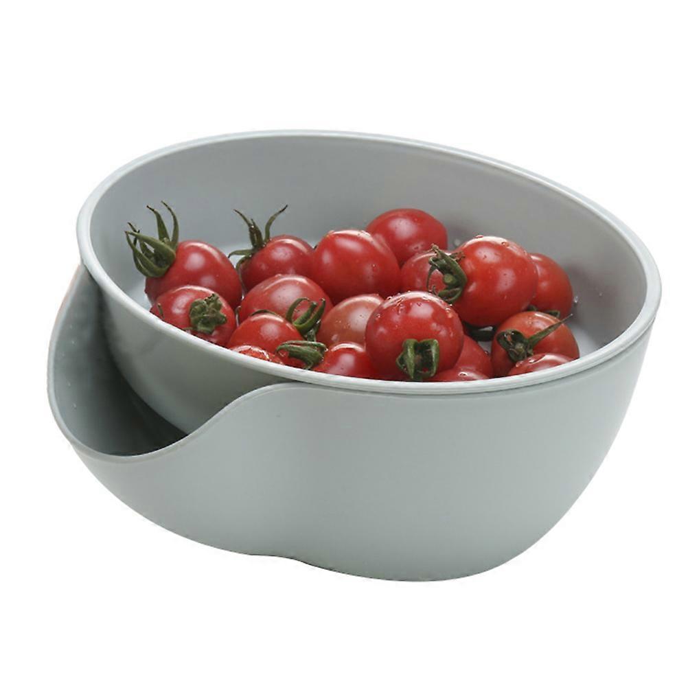 Kitchen Dual Layer Draining Basket Nordic Blue 23x20x9CM For Fruit and Vegetable Washing 1Pcs