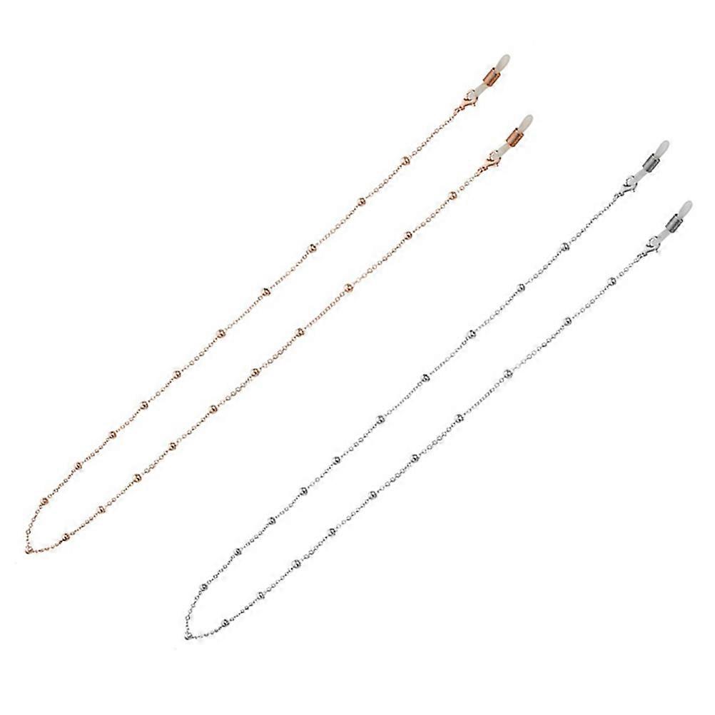 Eyeglass Chains for Women Eyeglasses Lanyard Daily Use Rose Gold and Silver 75 x 0.4 x 0.4 Cm Prevent Glasses from Falling 2Pack
