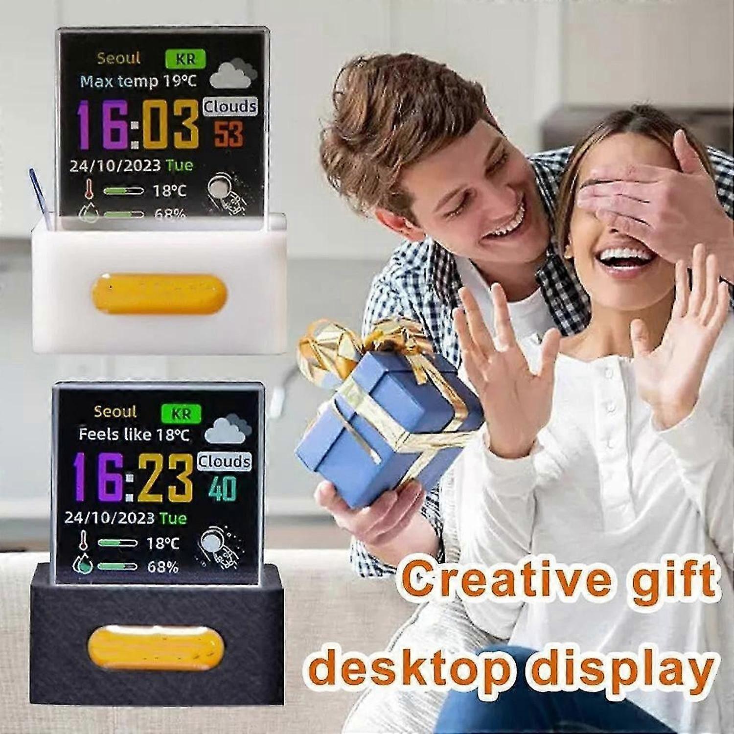 Geek-Magic Mini 3D Hologramm Würfel Display, Smart Wetterstation Digitaluhr