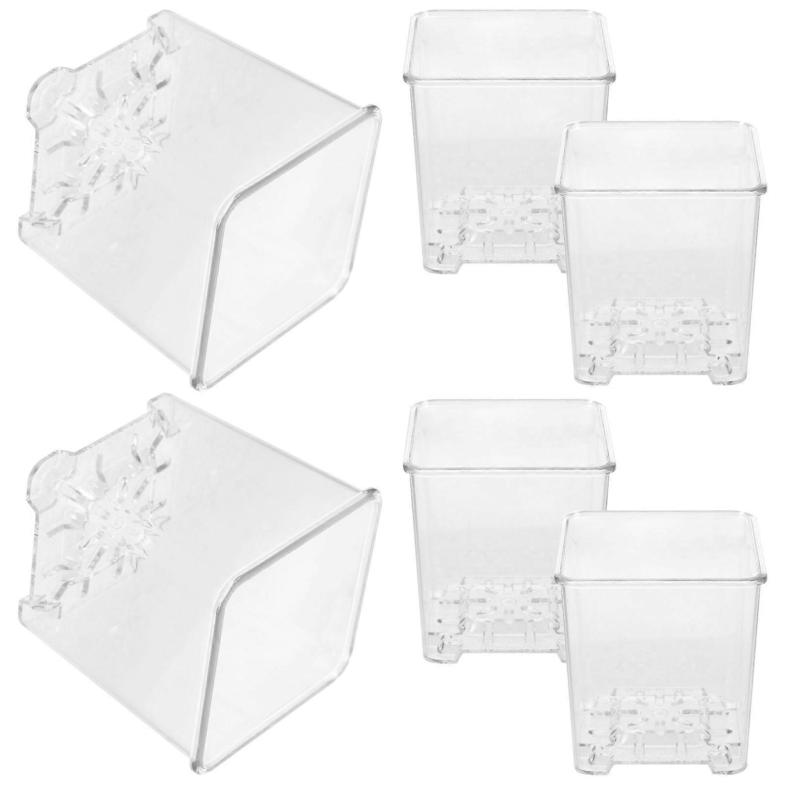 Breathable Orchid Planter Clear Plastic Flower Pot For Balcony 9.00X8.50X8.50CM 6Pcs