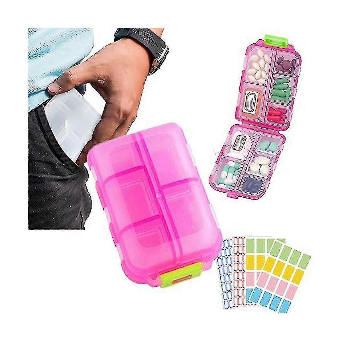 Portable Daily Pill Case with Labels for Medication