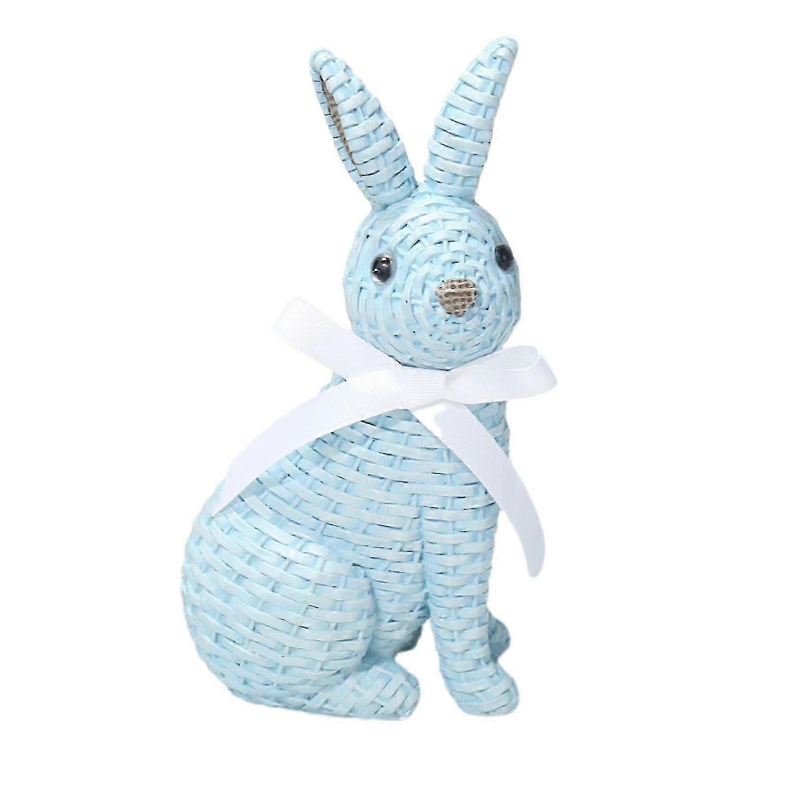 Resin Rabbit with Bow Knot, Wicker Effect, Easter Decoration for Home