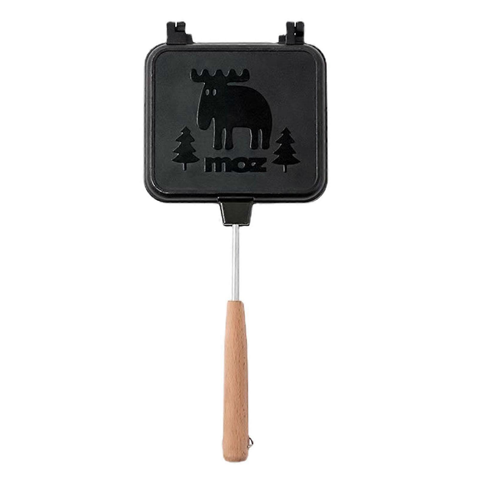Hot Sandwich Maker Removable Sandwich Press Breakfast Sandwich Maker, Camping Press Grill with Wooden Handle for Cheese Egg Bacon