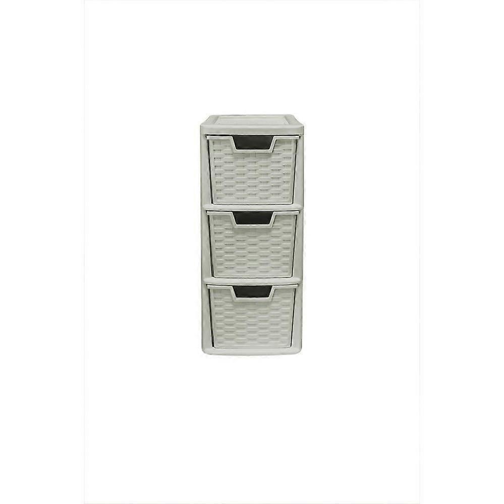 Medium Rattan Tower Mushroom 3 Drawer Cabinet