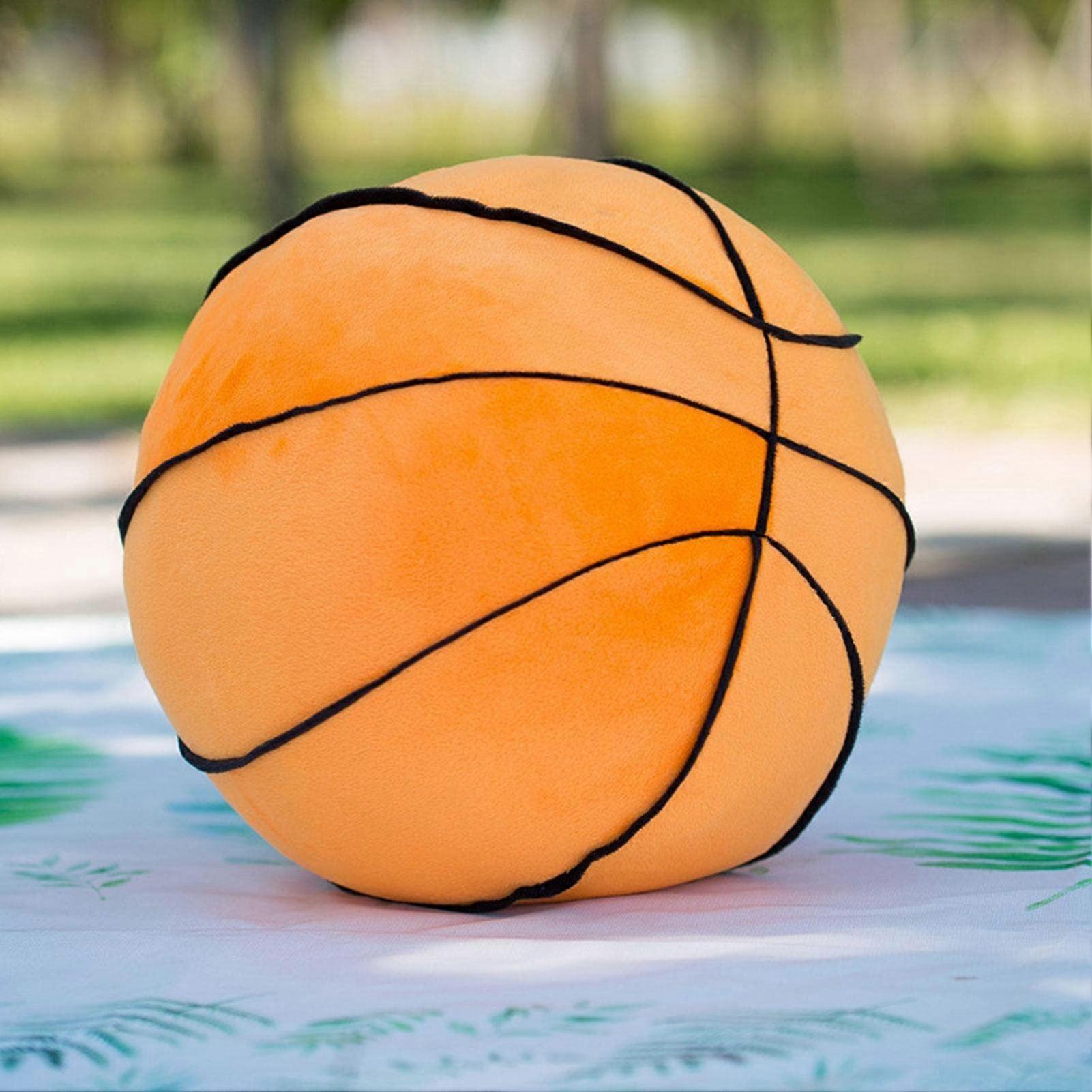 Basketball Pillow, Soft Plush Basketball Travel Pillow, 28cm Round Shape, Adjustable Neck Support for Sofa Use