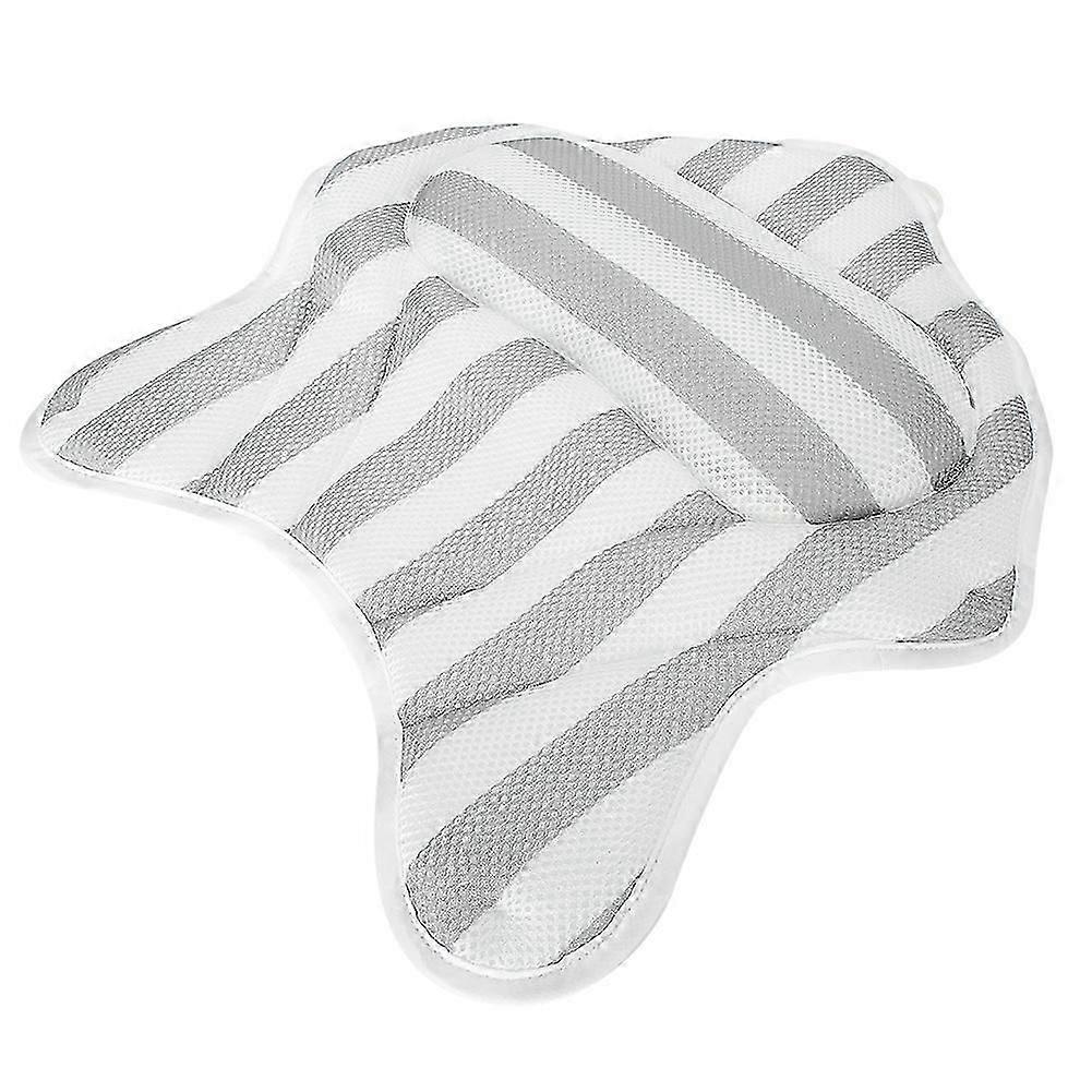 Breathable Mesh Home Spa Bath Pillow with 6 Suction Cups Bathtub Mat for Supporting Head Neck