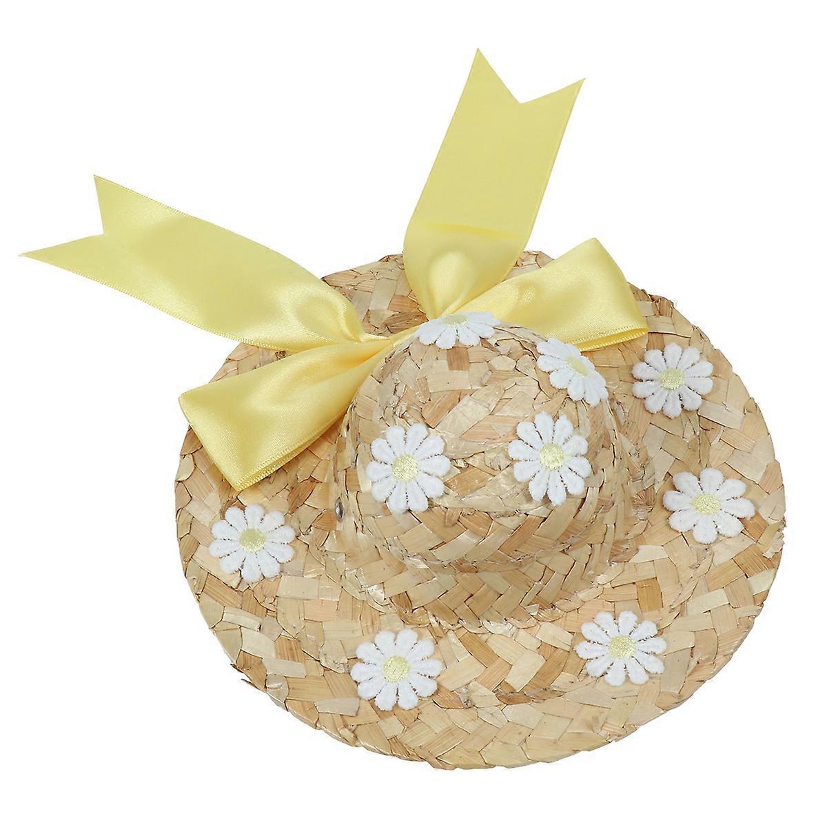 Caps Sun Hat For Pets Woven Hat Spring Summer 8.5cm Inner Diameter 1Set