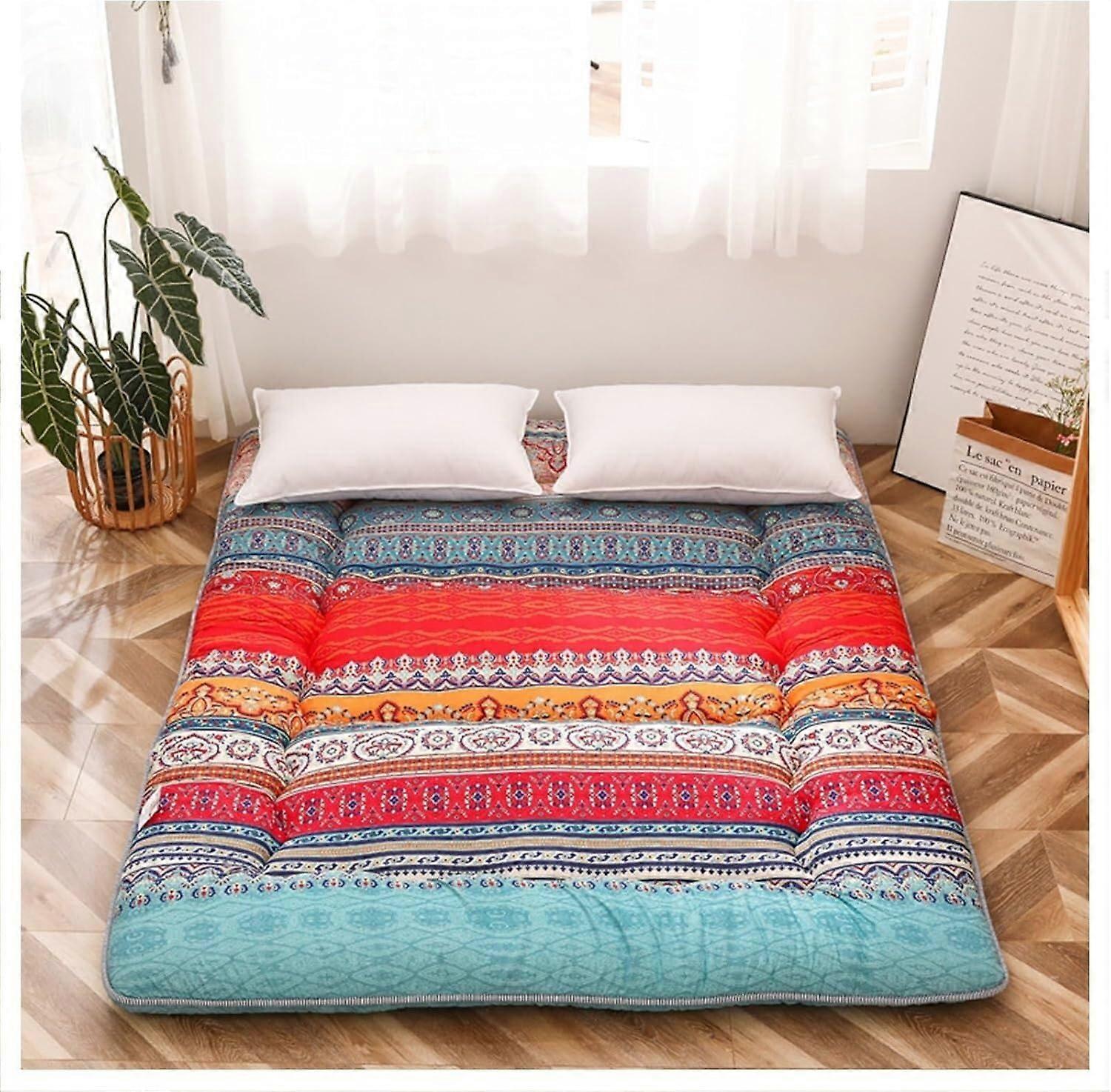 Japanese mattress, 180 x 200 cm, traditional cotton futon mattress with design for bedroom or living room.