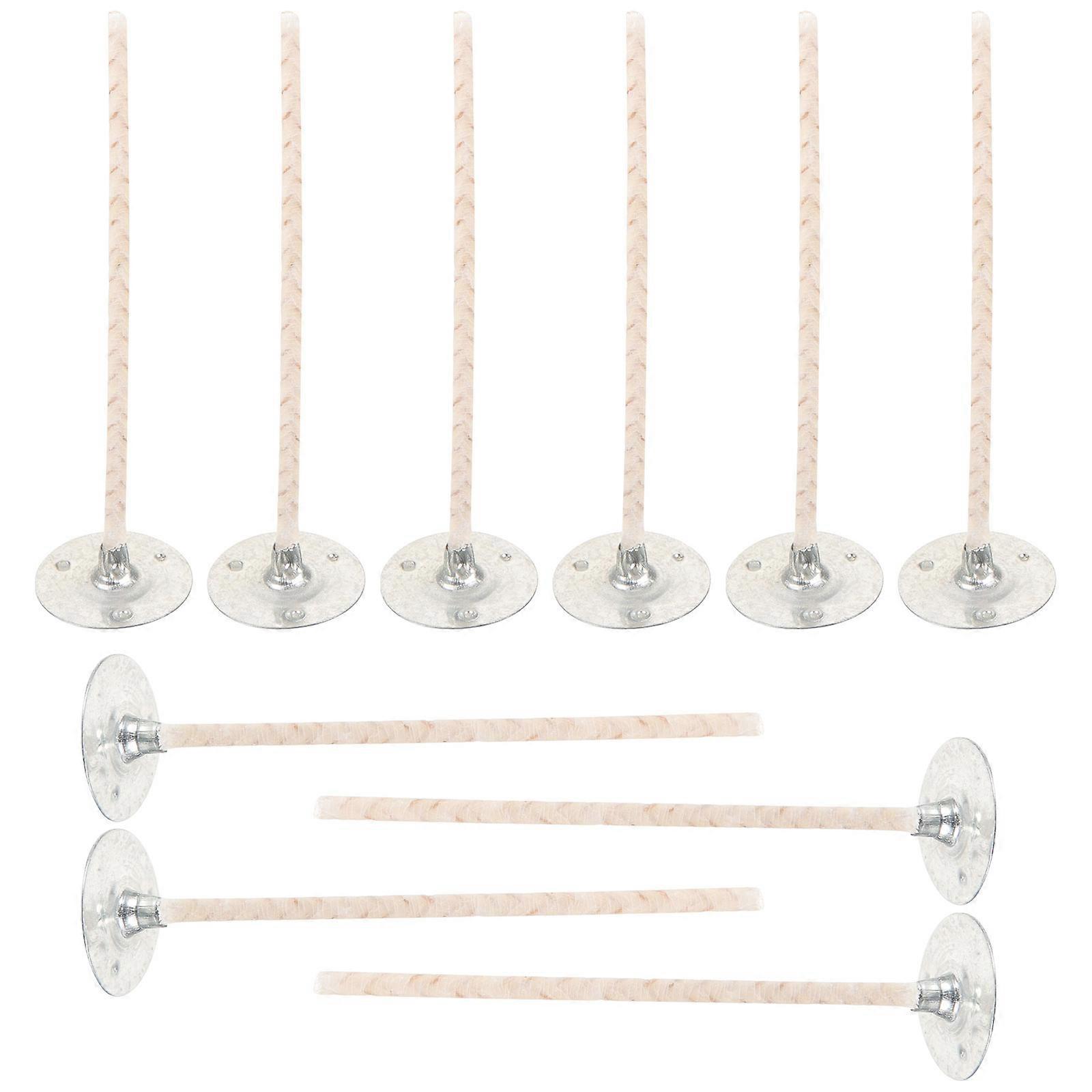 10 pcs cotton candle wicks with metal base for DIY candle making, pre waxed wicks compatible with soy and paraffin wax