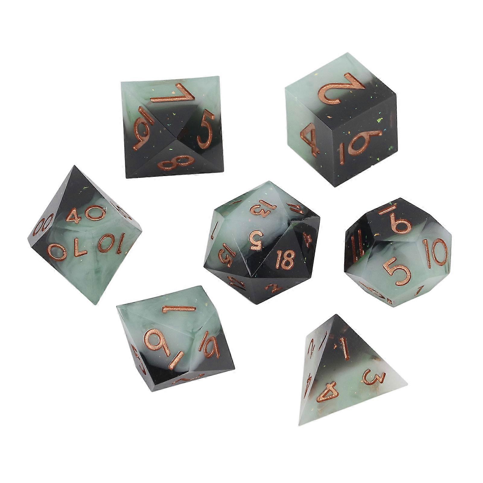7-Piece Polyhedral Dice Set with Sharp Edges for Tabletop Gaming