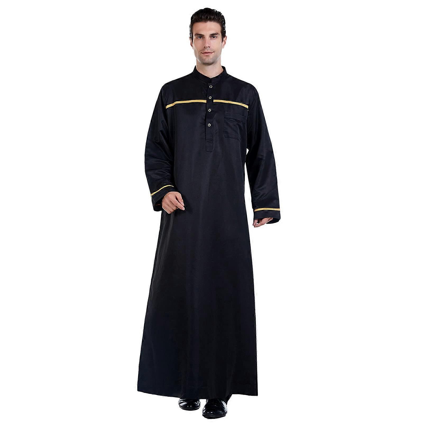 Kaftan Ανδρικά Abaya Αραβικά Ρούχα Thobe Αραβικά Προσευχή Eid Ρόμπες M Μαύρο