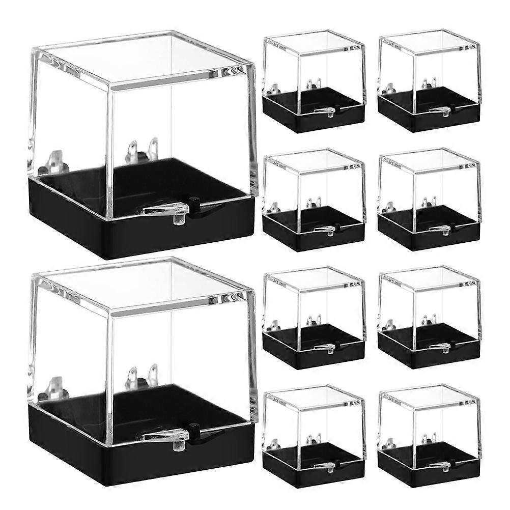10PCS Square Stone Display Case Transparent Plastic Box Crystal Specimen Display Case Miniature Collection Case Jewelry Collection Case