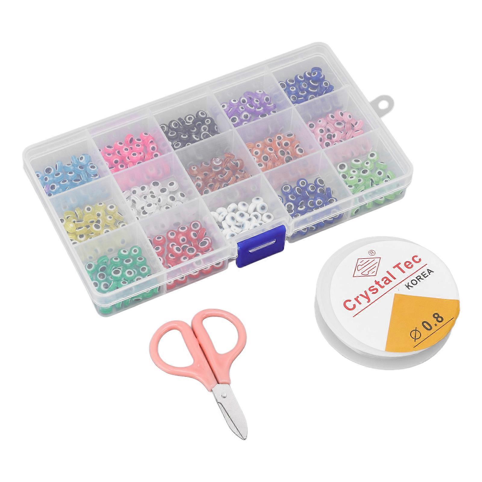 Evil Eye Beads 15 Grids Boxed Resin Material DIY Making Different Colors Beads Craft Accessories for Bracelets