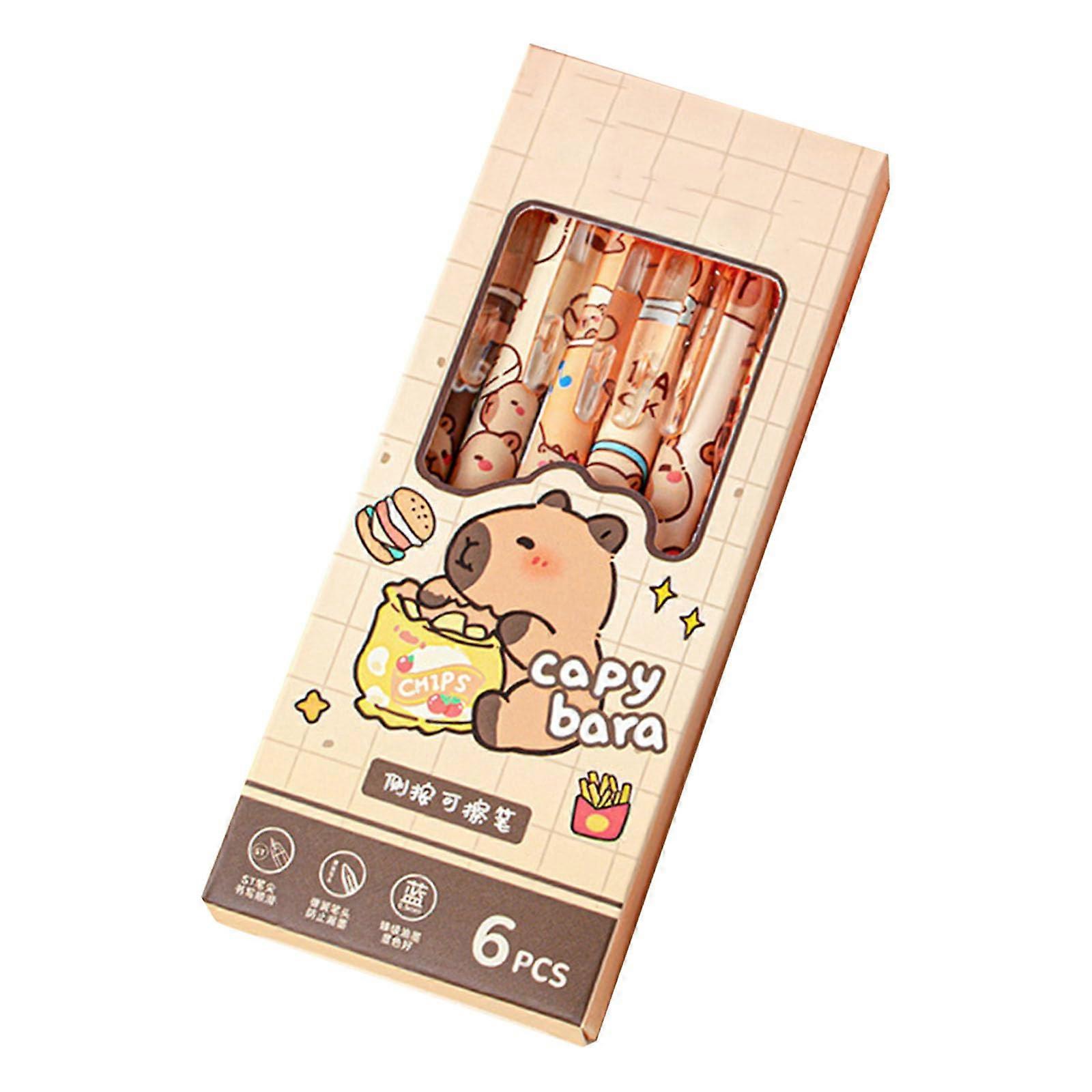 Gel Pen Set, Cartoon Gel Pens 0.5mm, Retractable, Quick-Drying, 6 Pack for Note Taking and Drawing