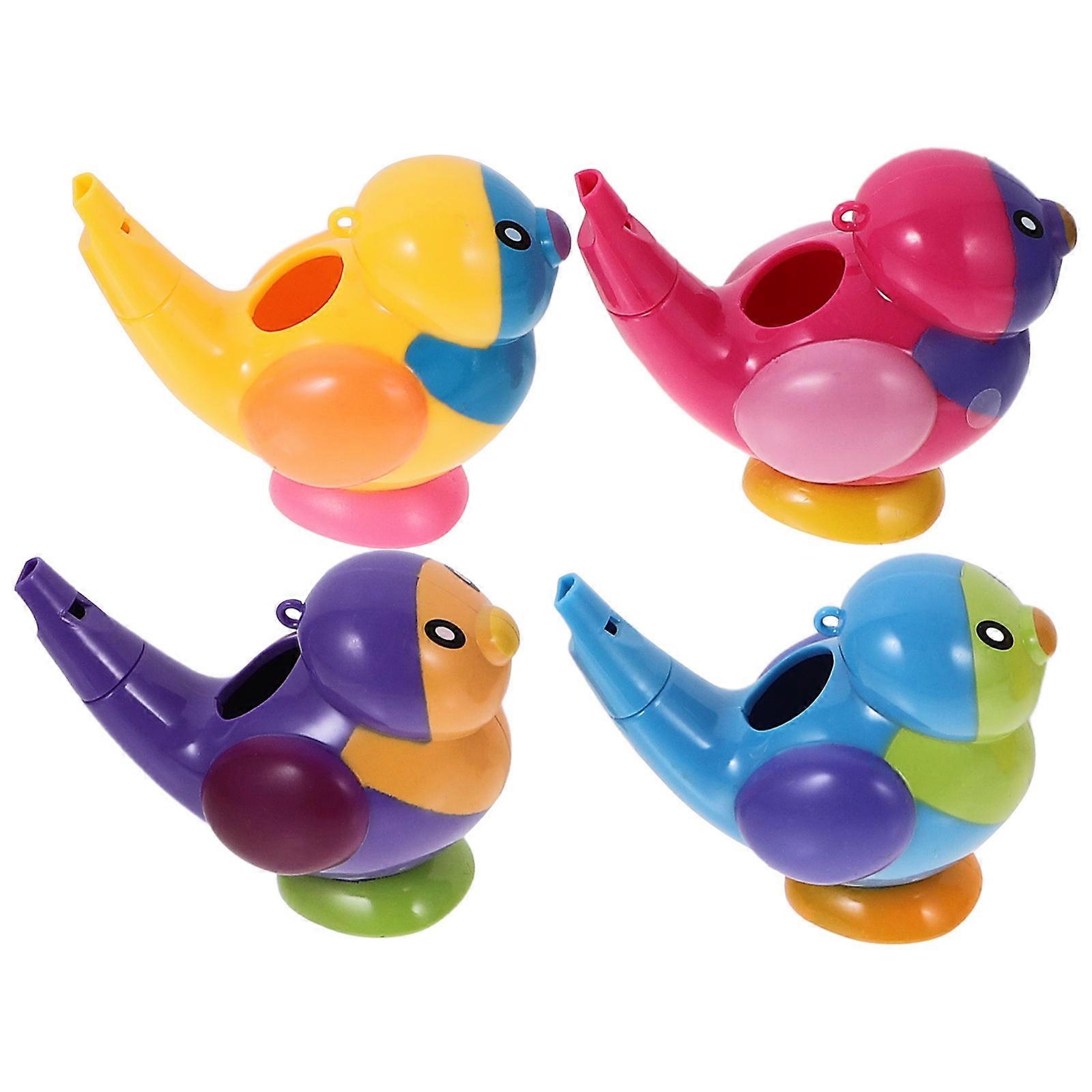 4pcs Cartoon Bird Whistle Bath Toy Educational Plastic Pool Bathtub Play Activity Whistle Set
