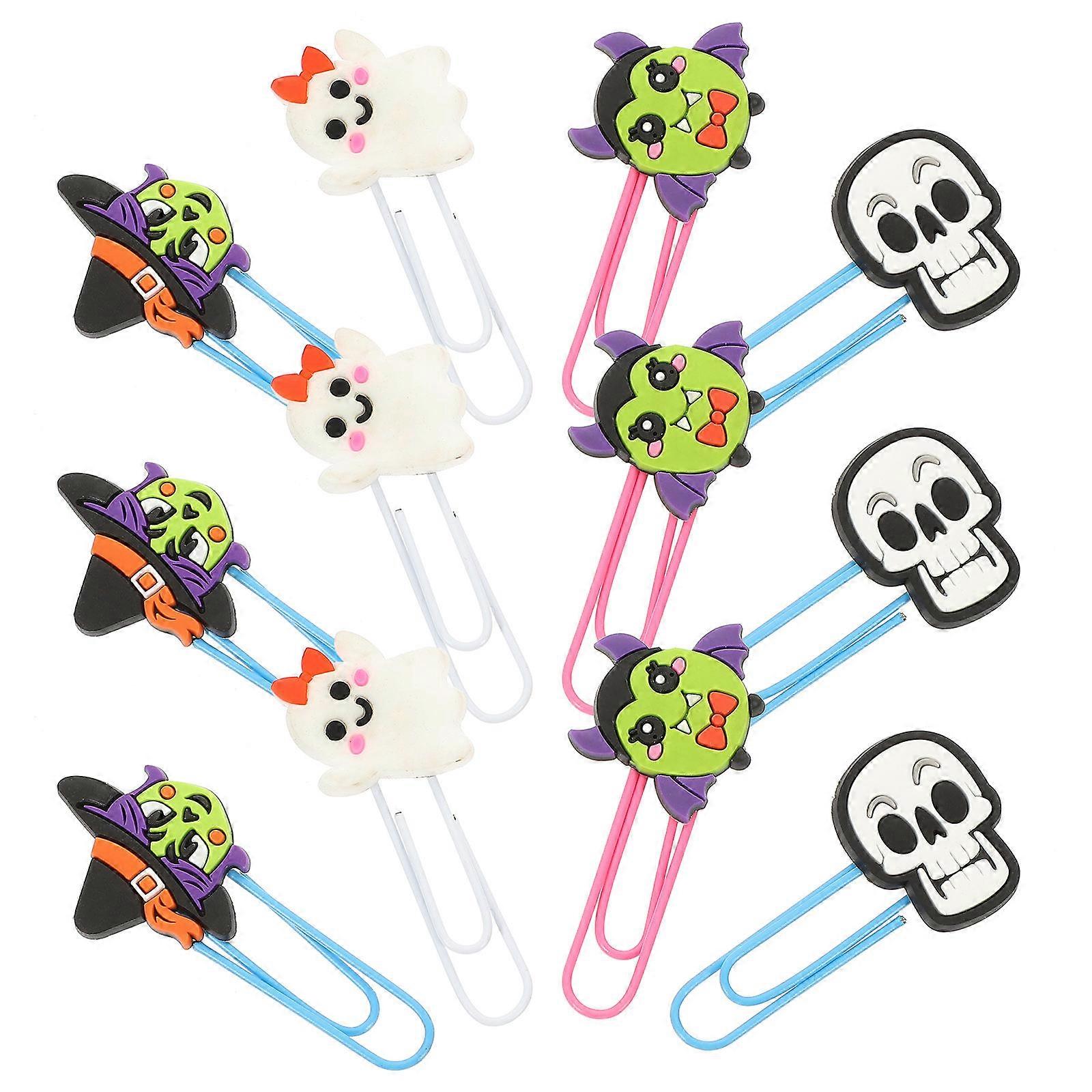 20pcs Halloween Clips Festive Bookmarks with Bats, Skulls, Ghosts & Pumpkins for Party Favors & Activities