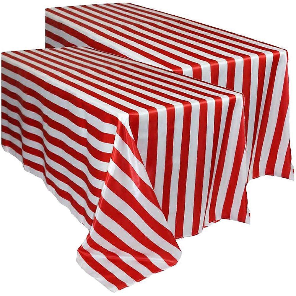 Waterproof Table Cloth Outdoor Rectangle Tablecover For Dining Room Simple Striped Design Plastic Material 2Set