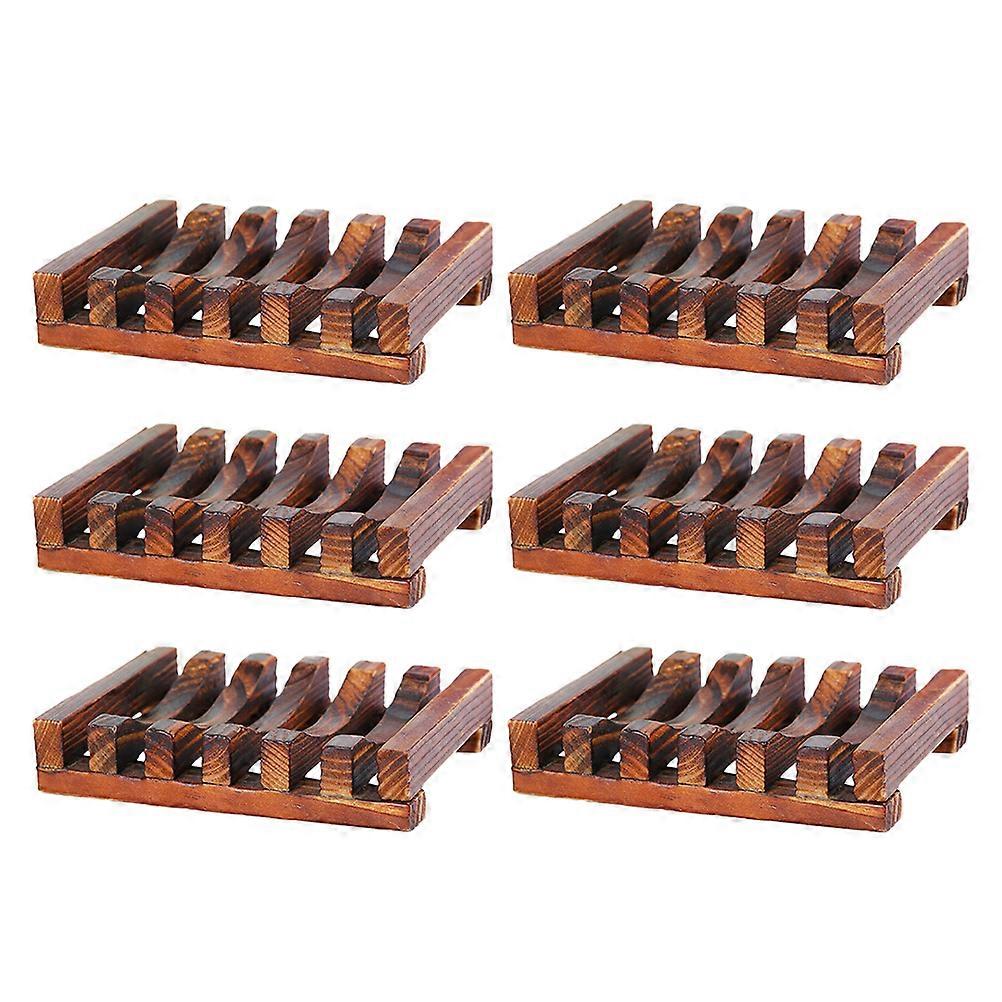 Wooden Tray for Bathroom Rectangular Shape Long Term Storage Rustic Wood Soap Dish 6Pcs