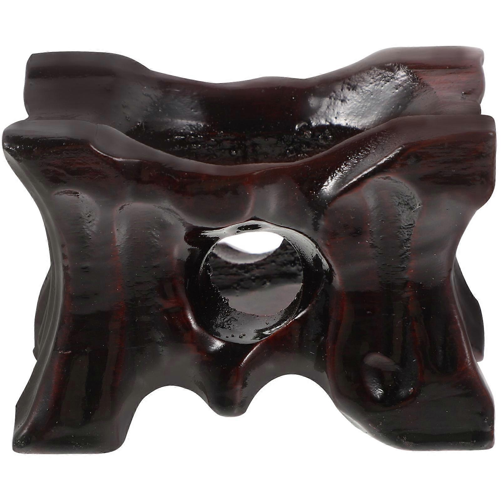 Crystal Display Stand Sphere Base Holder Wood Stone 1 Set