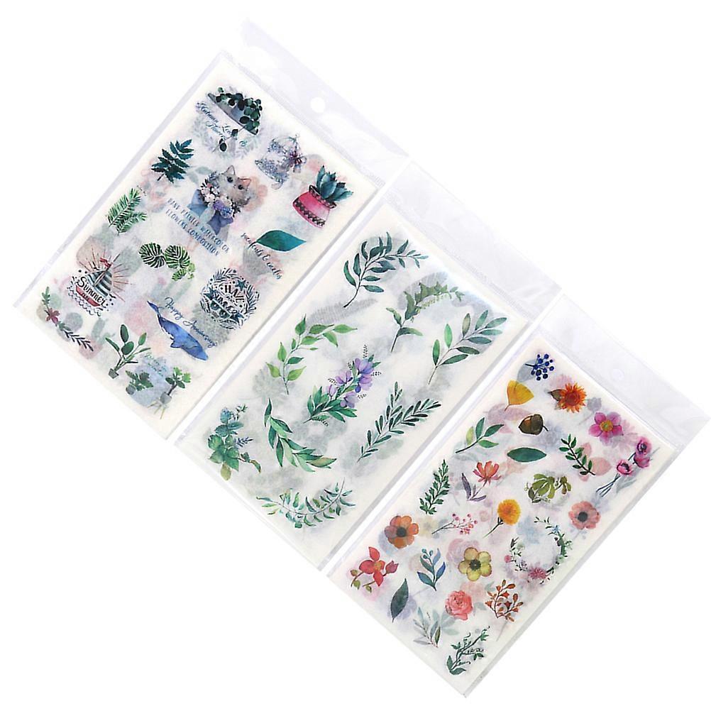 Stickers for Diary Planner Scrapbook Accessories Approx 16x9x0.01cm Size Scrapbook Flower Sticker 3 Sets